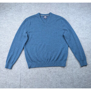 Lands End Cashmere Sweater Mens Large Teal Quiet Luxury Minimalist Preppy Staple